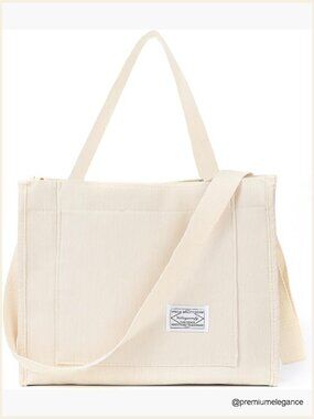 Corduroy Tote Bag Crossbody Shoulder Hobo Work Purse Large Capacity